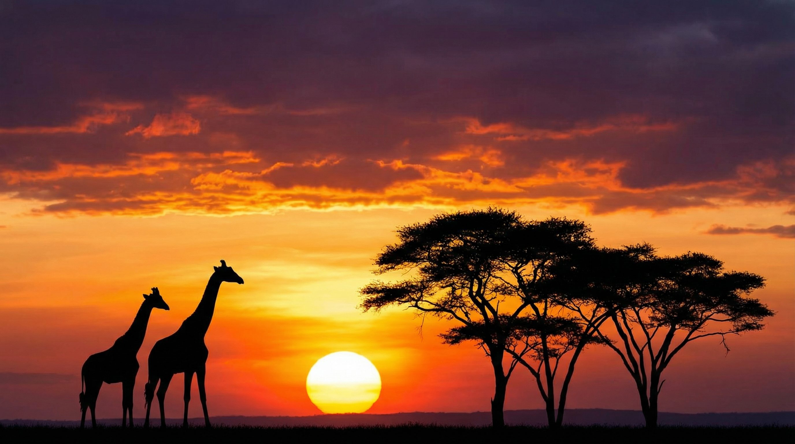 少妇短视频：长颈鹿日落剪影